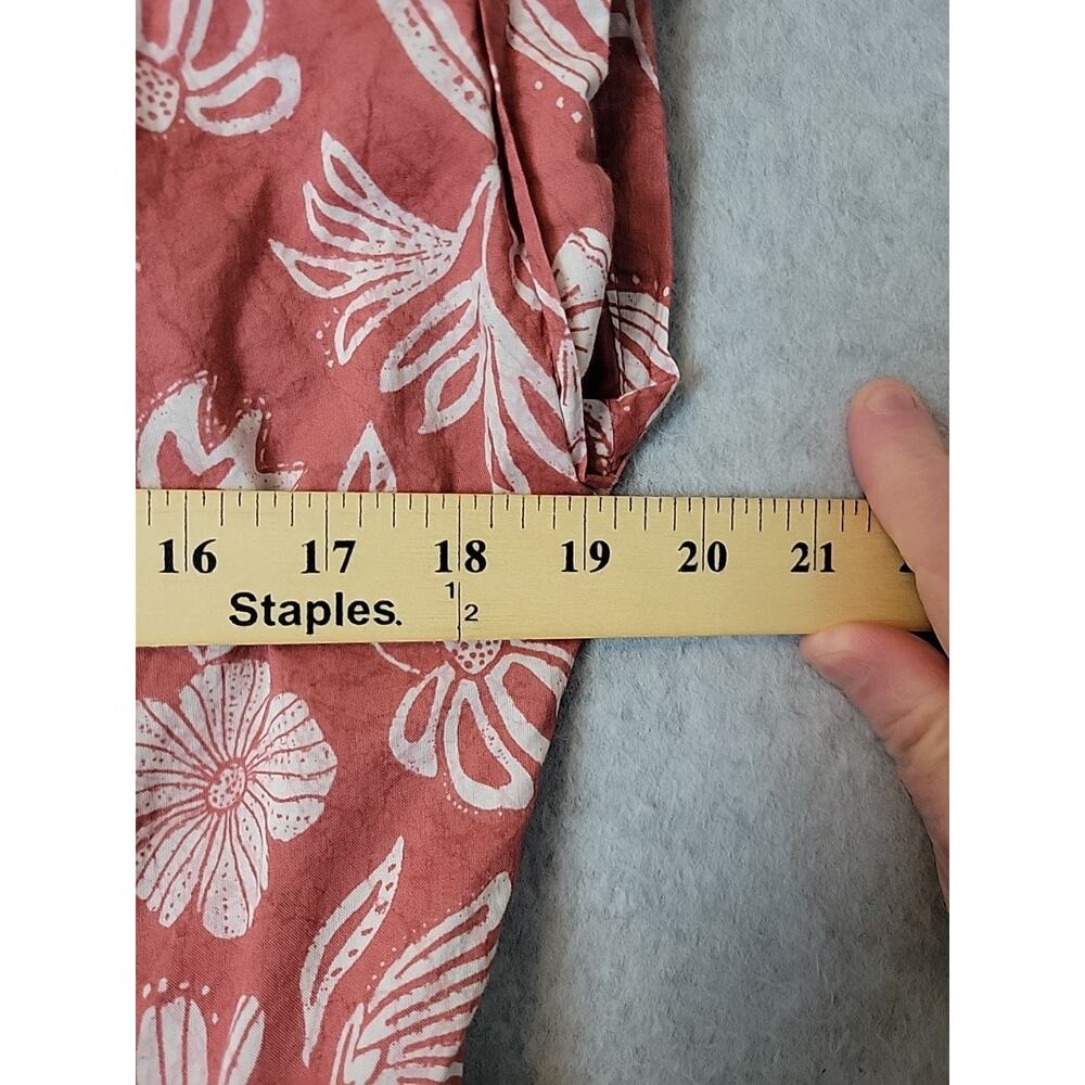 C&C California Cotton Coral Floral Gathered Waist Midi Dress Women's Med Pockets - Picture 10 of 13